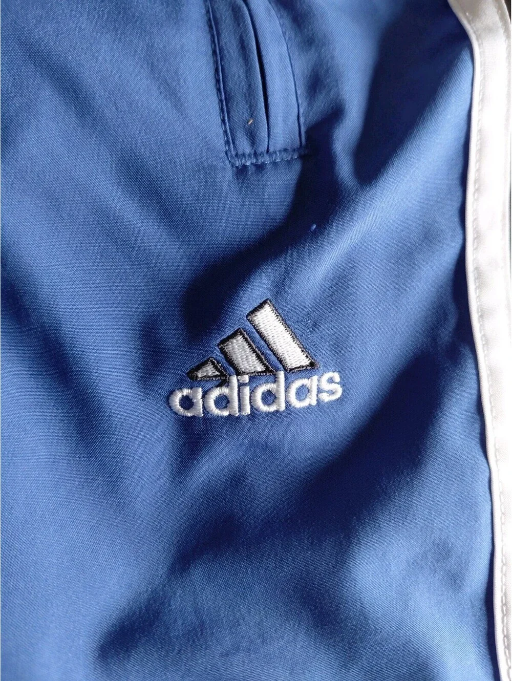 Vintage Adidas Lined Track Pants Mens Large Blue 3 Stripe Pockets Zip Hem